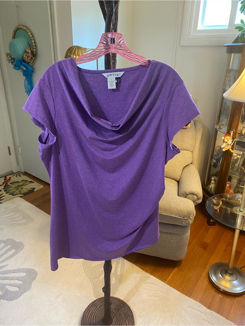 Orvis Purple Draped Neck Tee XL